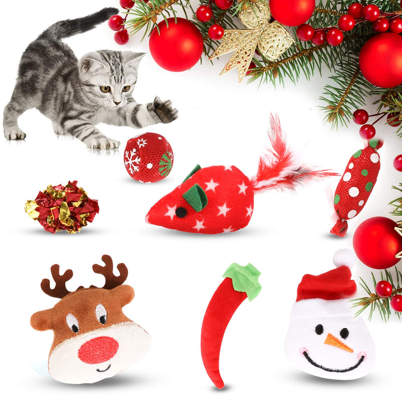 JUPSK 10 pcs Christmas Cat Toys, Christmas Pet Stocking, Xmas Interactive Chew Toy for Puppy Kitten - PawsPlanet Australia