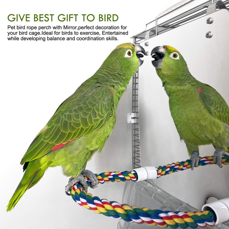 HYLYUN 7 Inch Bird Mirror with Rope Perch Cockatiel Mirror for Cage Bird Toys Swing Parrot Cage Toys for Parakeet Cockatoo Cockatiel Conure Lovebirds Finch Canaries - PawsPlanet Australia