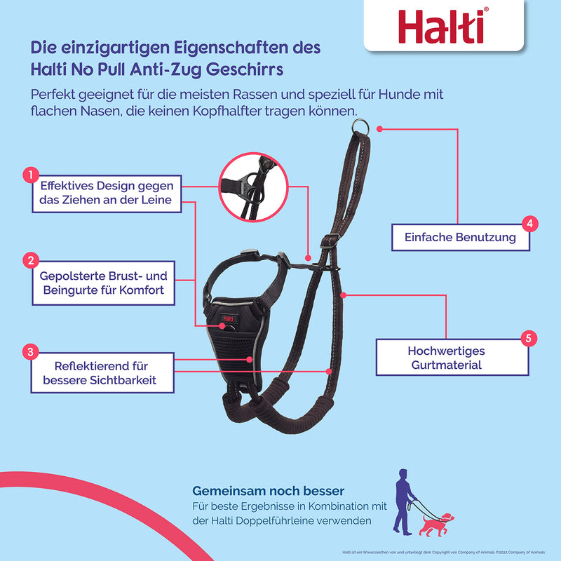 HALTI No Pull Anti-Pull Harness, Size Large - Prevents your dog from pulling on the leash, Padded chest and leg strap, Reflective strap material, Easy to adjust and use Large - PawsPlanet Australia