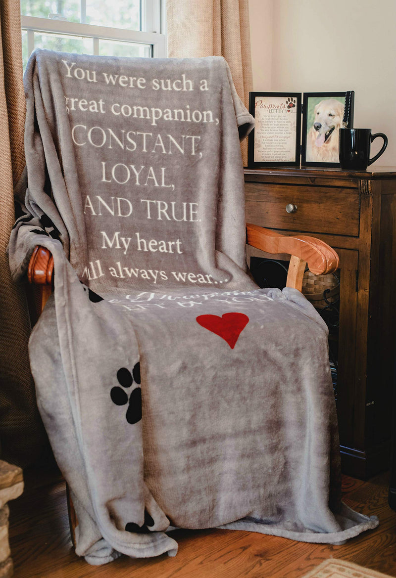 [Australia] - Pawprints Left by You Pet Memorial Blanket with Heartfelt Sentiment - Comforting Pet Loss/Pet Bereavement Gift (Non Personalized) Non Personalized 