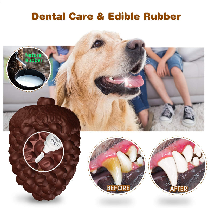 2021 New Dog Toys for Aggressive Chewers Large Breed, Lifetime Replacement Indestructible Dog Toys 100% Natural Rubber Tough Durable Interactive Dog Toys for Large Medium Small Dogs (Pinecone-Brown) Pinecone-Brown - PawsPlanet Australia