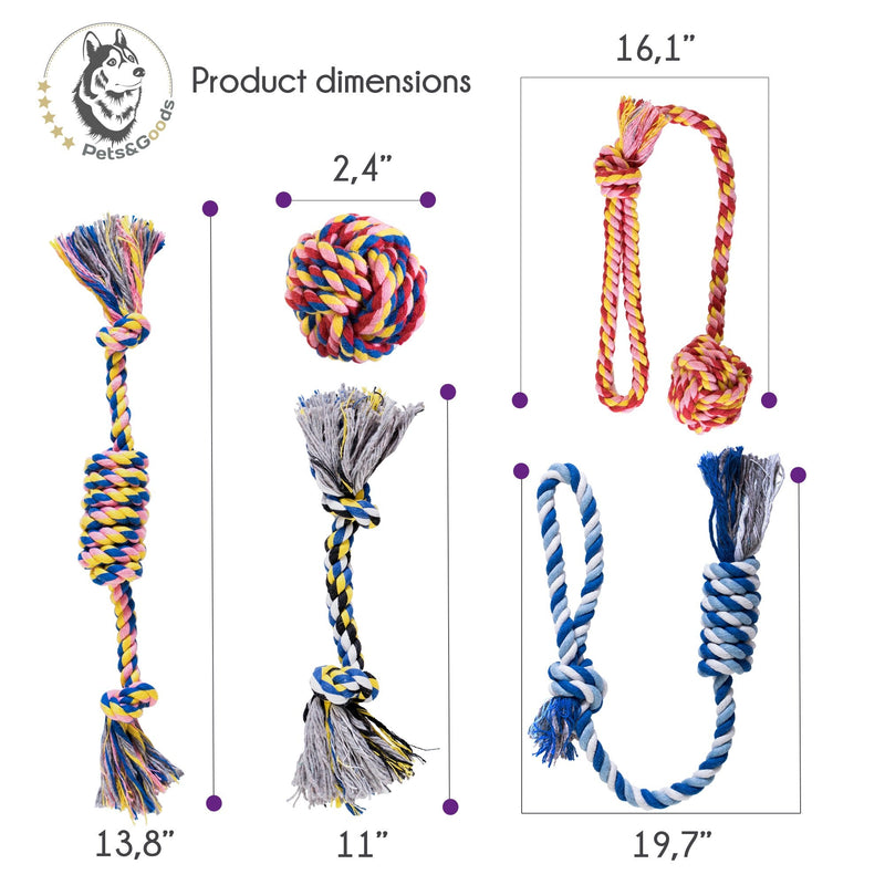 Dog Toys - Dog Chew Toys - Puppy Teething Toys- Puppy Chew Toys - Rope Dog Toy - Puppy Toys - Small Dog Toys - Chew Toys - Dog Toy Pack - Tug Toy - Dog Toy Set - Washable Cotton Rope for Dogs - PawsPlanet Australia