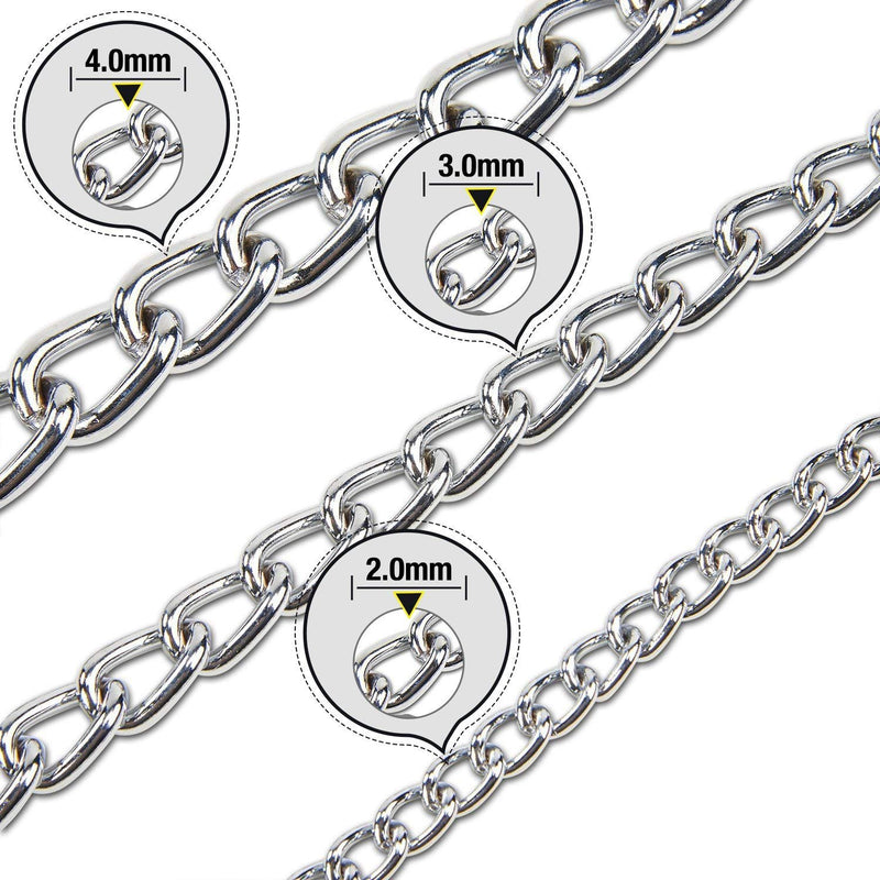 [Australia] - Pettom 4ft Chain Chrome Plated Metal Dog Leash Dog Chain with Padded Handle 4' /2.0mm Small Chain Black 