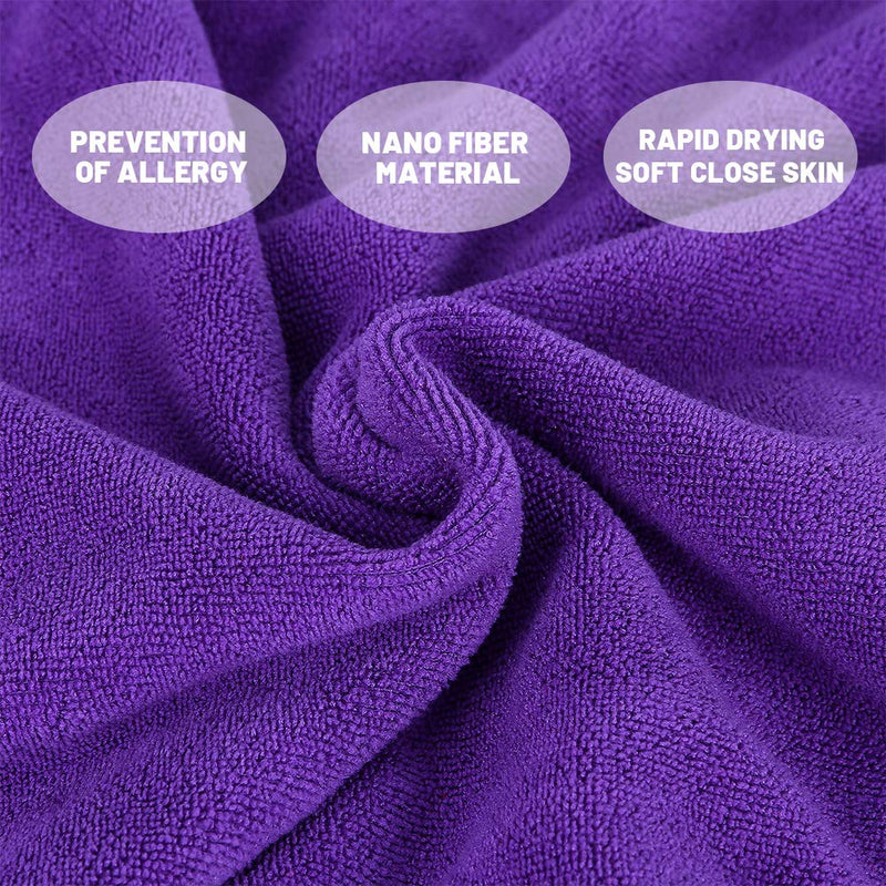 YANGWX Dog Drying Towel Upgrade 2.0, Super Absorbent Doggy Bath Towel, Drying Towels for Dog, Microfibre Pet Bath Towel for Small and Medium Dogs-Purple-140 x 70cm Purple - PawsPlanet Australia