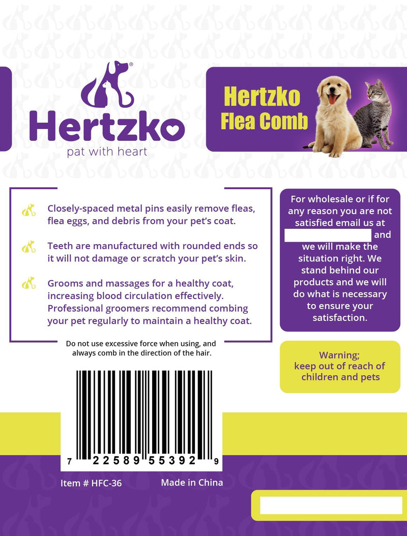 Flea Comb By Hertzko – Closely Spaced Metal Pins Removes Fleas, Flea Eggs, And Debris From Your Pet’s Coat - 10mm Metal Teeth Are Great For Short Hair Areas - Suitable For Dogs And Cats! - PawsPlanet Australia