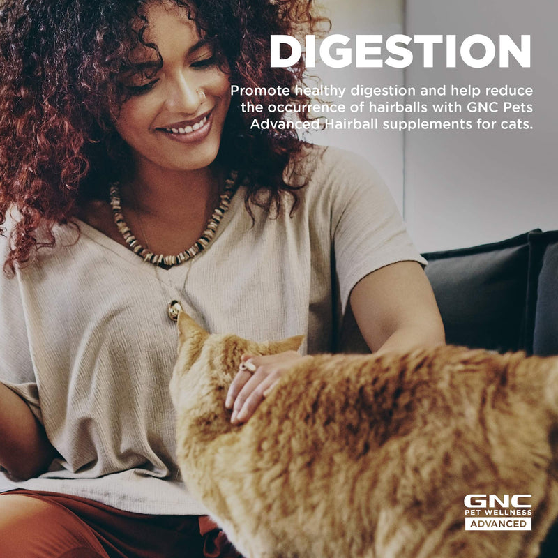 GNC for Pets Advanced Hairball Control Cat Supplement Soft Chews, 60 ct | Chicken Flavored Cat Hairball Supplements with Omega Fatty Acids, Psyllium Husks, & Biotin | Made in The USA, Brown (FF15327) - PawsPlanet Australia