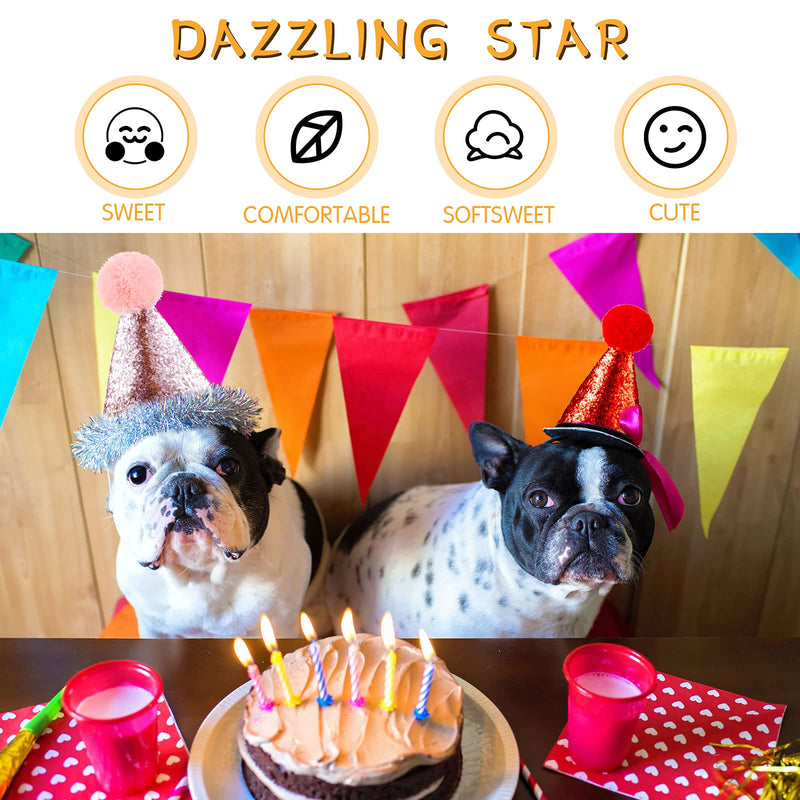 Frienda 4 Pieces Dog Birthday hat for Pets Party Decoration Accessories pet Headband Hats Charms Grooming Accessories - PawsPlanet Australia
