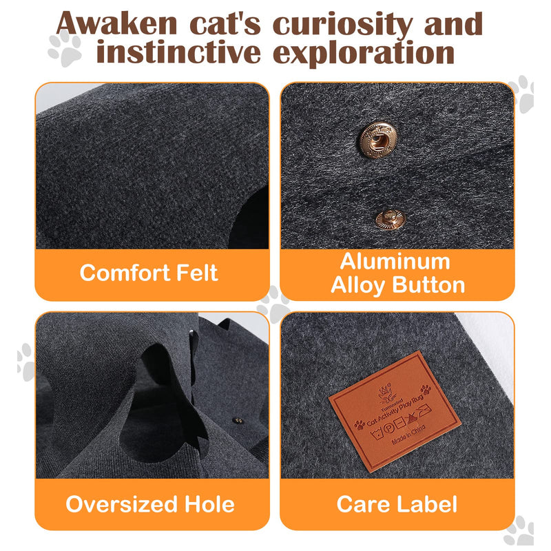 Senkmlemt Activity Play Mat for Cat, Durable Ripple Play Rug for Cats, Collapsible Fun Interactive Training Toys Mat with Hole for Cats (Gray) - PawsPlanet Australia
