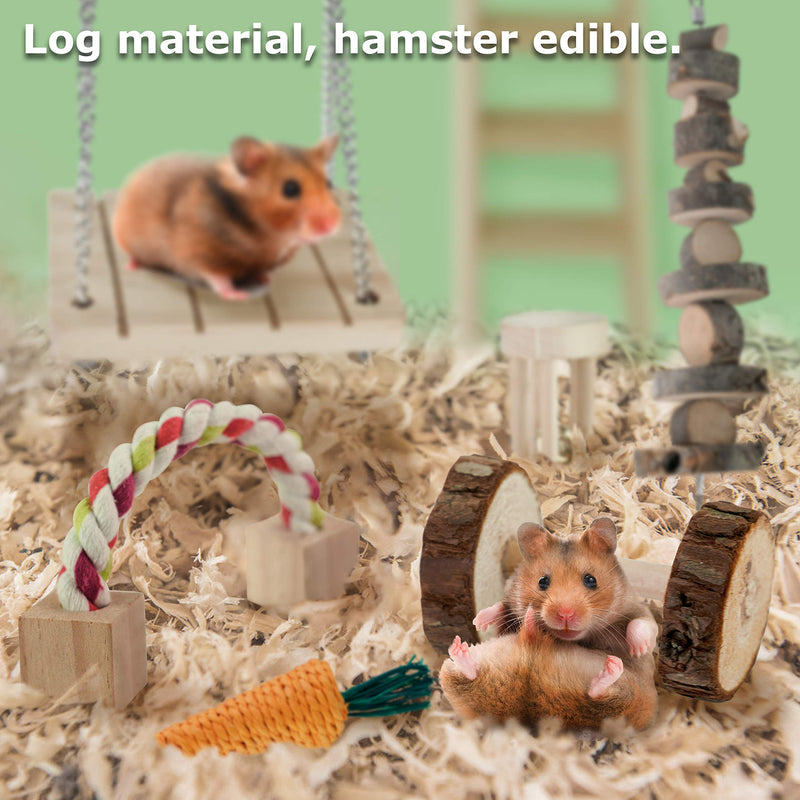 Star 10 Pack Hamster Chew Toys, Natural Wooden Gerbil Rats Guinea Pigs Chinchillas Chew Toys Accessories, Dumbbells Exercise Bell Roller Teeth Care Molar Toy for Rabbits Bird Rabbits Hamster Gerbil - PawsPlanet Australia