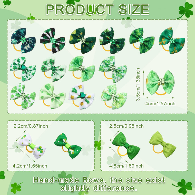 Weewooday 40 Pieces Dog Hair Bows Puppy Dog Hair Accessories Pet Hair Flag Clover Bows with Elastic Rubber Band for Girl Dog Accessories for Independence Day St. Patrick's Day Shamrock Style - PawsPlanet Australia