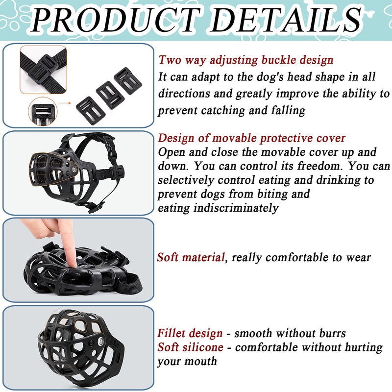 Avaner Muzzle for Dogs, Soft Dog Muzzle Made of Nylon and Rubber, Silicone Basket Dog Muzzles with Reflective Strips, Prevents Barking, Biting and Chewing Black (Size L) XL - PawsPlanet Australia