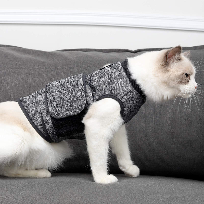 Cat Anxiety Jacket Weighted Calming Coat Vest, Stress Relief Comfort Shirt Anxiety Calming Wrap for Pet Cats In Fireworks, Travel S Grey - PawsPlanet Australia