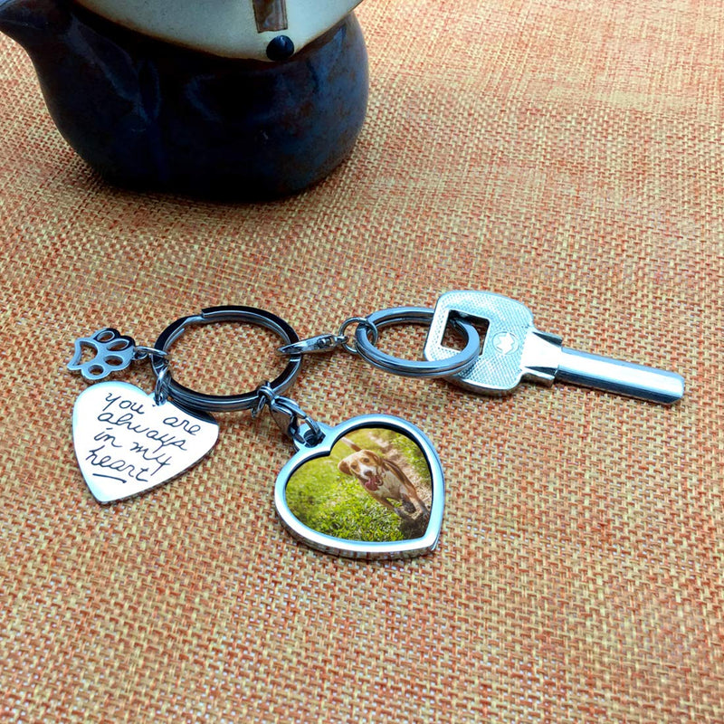 Pet Dog Remembrance Memorial Photo Frame Keychain Gifts, Pet Sympathy Present,You are Always in My Heart - PawsPlanet Australia