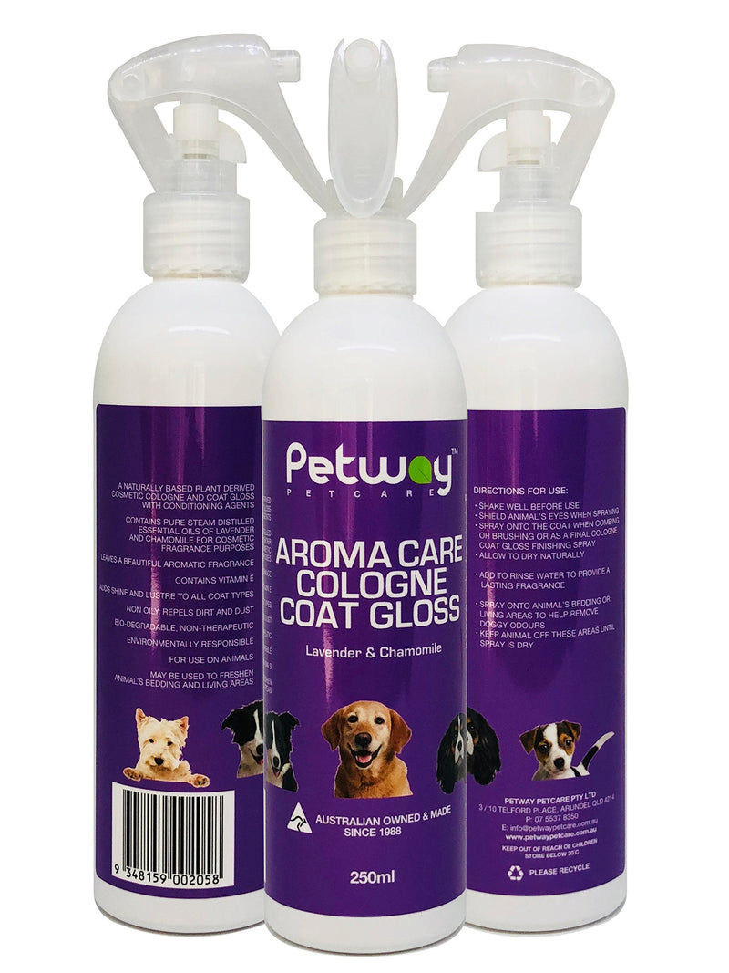 [Australia] - Dog Cologne Spray | Pet Deodorizer | Pet Cologne | Pet Odor Eliminator - Aroma Care Coat Gloss with Lavender & Chamomile Fragrance, Finishing Spray for Anxious & Stressed Animal, Vitamin E - 250ml 