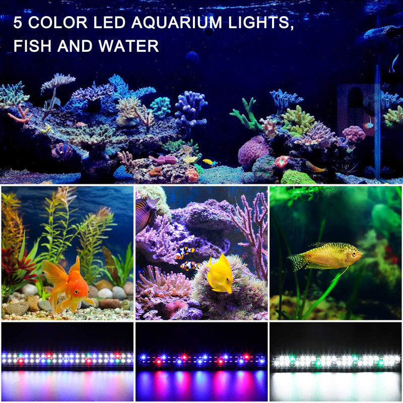 SEISSO Aquarium Light with Timer Control, Full Spectrum Fish Tank Light Auto On/Off with Extendable Brackets 42" 44" 46" 48" 50" Dimmable Light for Plants/Fish 25"-35" - PawsPlanet Australia