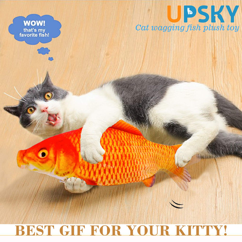 UPSKY Electric Moving Fish Cat Toy, Realistic Plush Simulation Electric Wagging Fish Cat Toy Catnip Kicker Toys, Funny Interactive Pets Pillow Chew Bite Kick Supplies for Cat Kitten Kitty Goldfish - PawsPlanet Australia