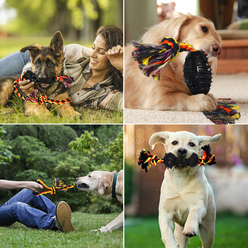 Yipetor Durable Dog Chew Toys, Rubber Toy Set, Pet Cotton Knot Rope Ball, Indestructible, Interactive and Relieve Boredom, Tug of War, Teething, Training, Best Gift for Small/Medium Dogs(6 Pack) - PawsPlanet Australia