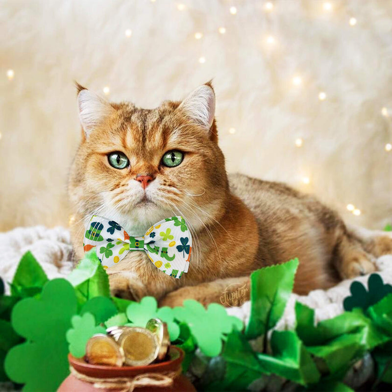 Pohshido St. Patrick's Cat Collar with Bow Tie and Bell, Kitty Kitten Breakaway Lucky Irish Shamrock Collar for Girls and Boys Male Female Cats - PawsPlanet Australia