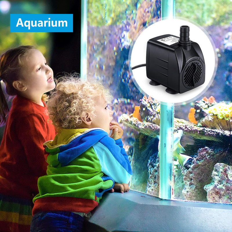 CWKJ Fountain Pump, 220GPH(15W 900L/H) Submersible Water Pump, Durable Outdoor Fountain Water Pump with 7.2ft（2.2m） Power Cord, 3 Nozzles for Aquarium, Pond, Fish Tank, Water Pump Hydroponics - PawsPlanet Australia