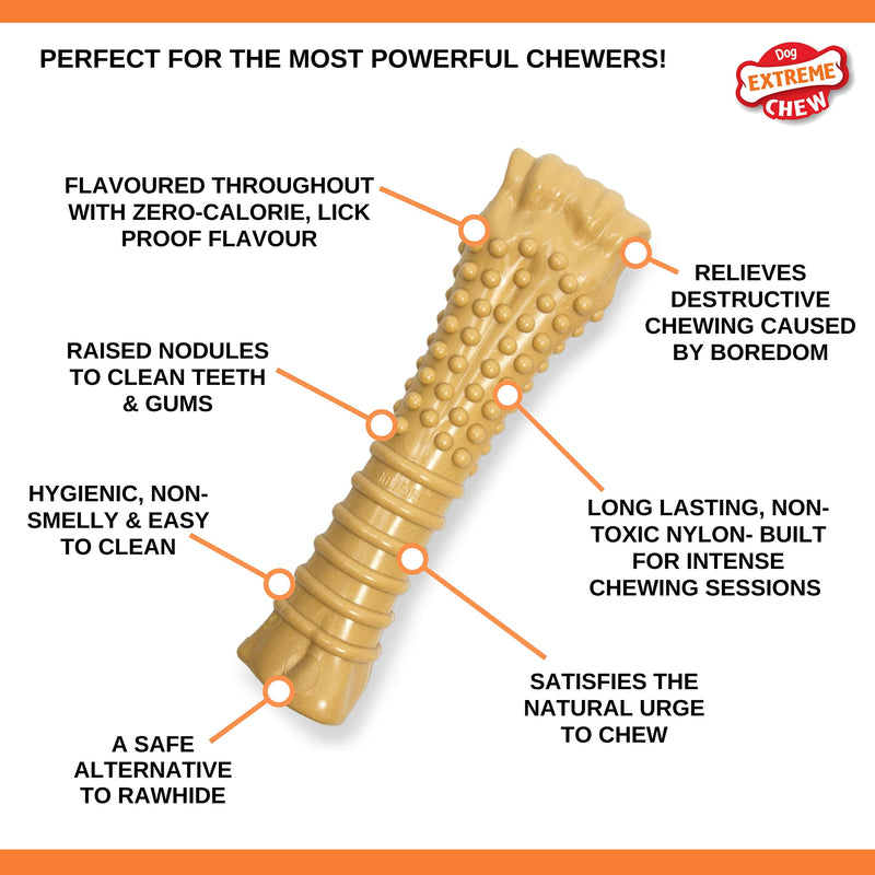 Nylabone Dura Chew Extreme Tough Dog chew Toy Bone, Allergen Free Peanut Butter Flavour, XL, for Dogs Over 23 kg Large Dog Chew for Extreme Chewers, Peanut Butter - PawsPlanet Australia