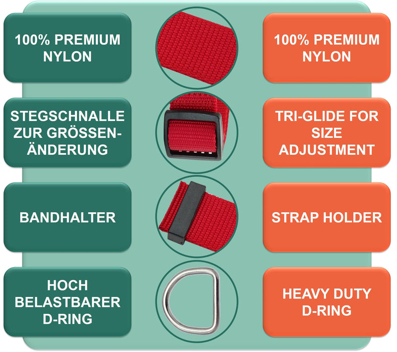 DEY - Premium dog collar nylon, adjustable, for small and large dogs, many colors and sizes, collar dog cat puppy, dog collars, cat collar, puppy collar, red, S [S] - 1.5 x 27 -37cm - PawsPlanet Australia