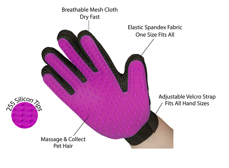[Australia] - Safana Pet Grooming Glove - Gentle Deshedding Brush Glove - Efficient Pet Hair Remover Mitt - Massage Tool with Enhanced Five Finger Design - Perfect for Dogs & Cats with Long & Short Fur (Pink) 