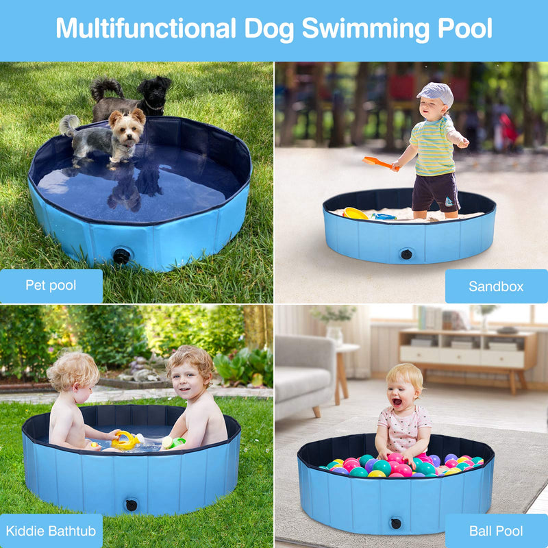 Filfresh Doggy Paddling Pool 80 * 20 cm for Puppy Little Dog Foldable Paddling Pool 32 Inch Dog Paddling Pool Small Blue Pet Paddling Pool PVC 0.55 mm Dog Swimming Pool Dog Bath Tub Pet Bath - PawsPlanet Australia