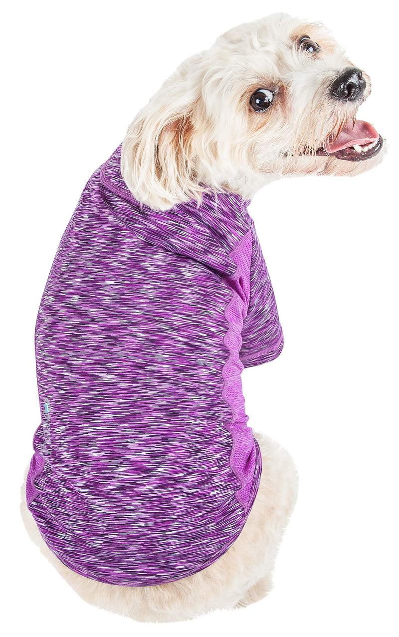 [Australia] - Pet Life Active 'Warf Speed' Heathered Ultra-Stretch Sporty Performance Dog T-Shirt Small Purple 