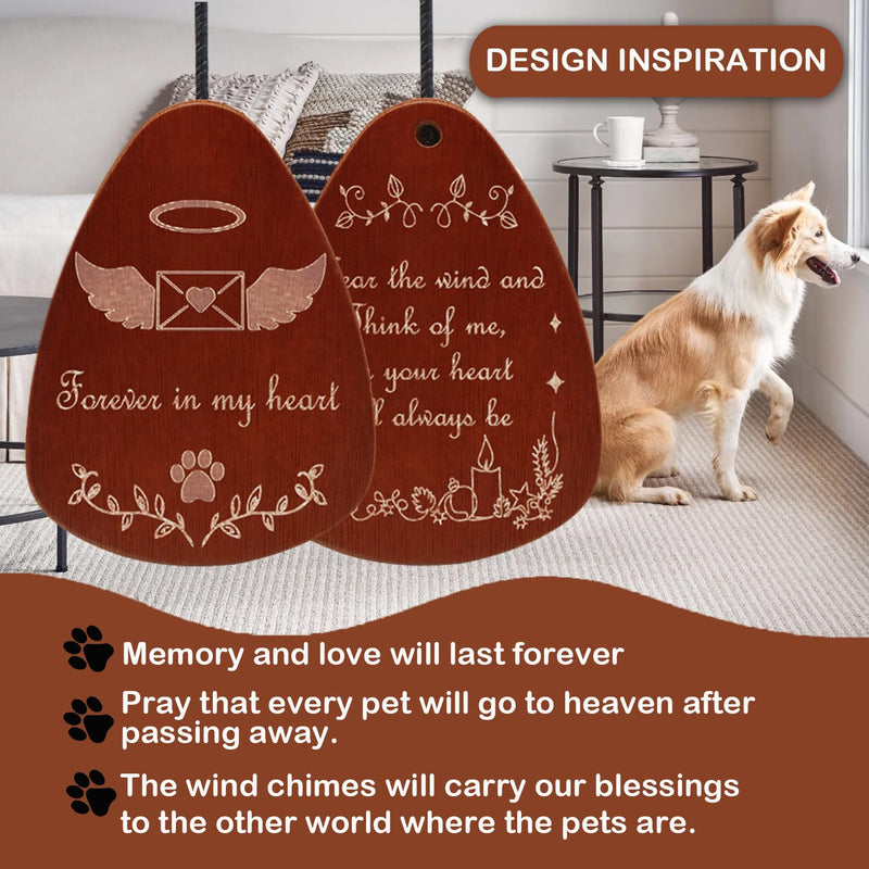 Pet Memorial Wind Chime, Dog Memorial Gifts for Loss of Dog, Loss of Dog Sympathy Gift - 37" Pet Remembrance Wind Chime with Handwriting Card, Key Chain, Forever in Our Hearts - PawsPlanet Australia