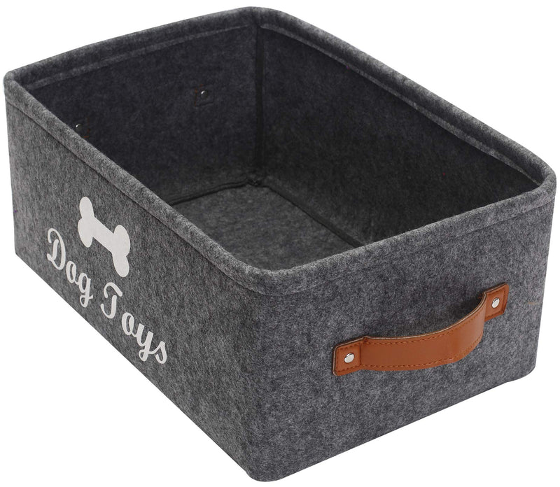 Xbopetda Dog Storage Bin Pet Toy Storage Bin, Dog Toy Basket with Leather Handle - Perfect for Organizing Pet Toys, Blankets, Leashes and Food (Grey) Grey-leather Handle - PawsPlanet Australia