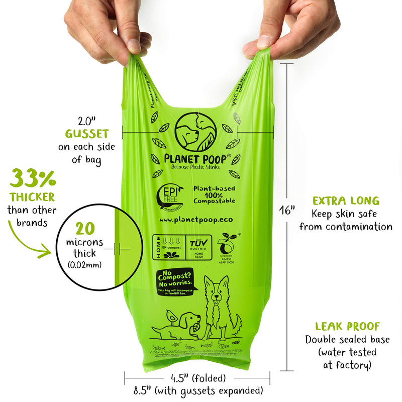 [Australia] - Compostable Dog Poop Bag, Biodegradable Poop Bags for Dogs, Extra-Long with Handles. Plant-Based Unscented Thick Leak-Proof Pet Waste Bag Refills. Highest ASTM D6400. Pet Supplies Support Doggy Rescue 120 Count 