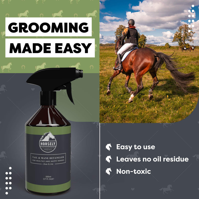 Tail and Mane Detangler by Horsely I 500 ml I Horse Shine Spray I Soothing Lotion with Conditioning Properties I Alternative to Horse Body Spray and Dry Shampoo I All Natural Ingredients - PawsPlanet Australia