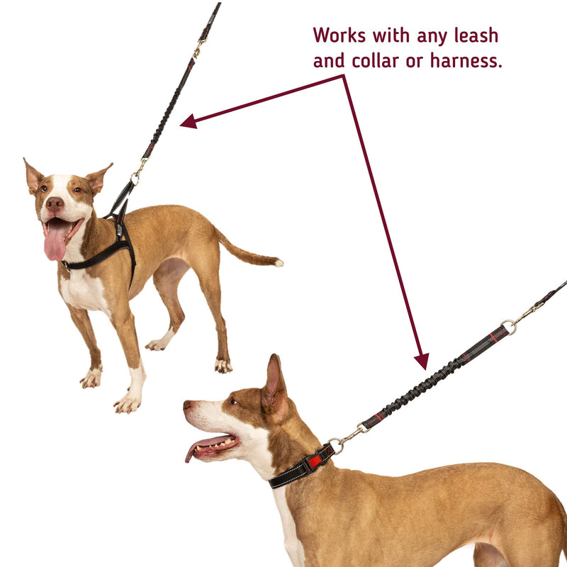 [Australia] - Leashboss Bungee Leash Extension - 18" Shock Absorbing Lead Extender 18 Inch Black Reflective 