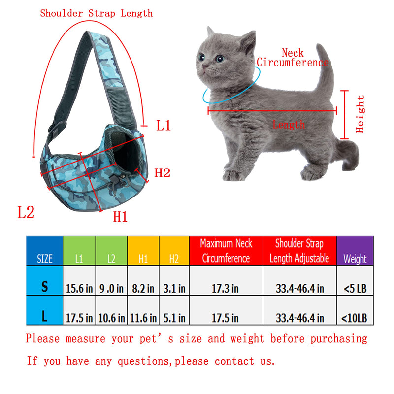 NextFri Pet Carrier Sling Bag Breathable Mesh Travel Safe for Dogs Cats Puppies Small Camouflage-Blue - PawsPlanet Australia