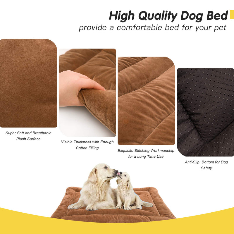 PEOPLE&PETS Dog Bed Mat Soft Crate Mat, Anti-Slip Pet Mattress, Machine Washable Dog Kennel Pad for Pets Sleeping (38'' x 26'', Brown) 38'' - PawsPlanet Australia