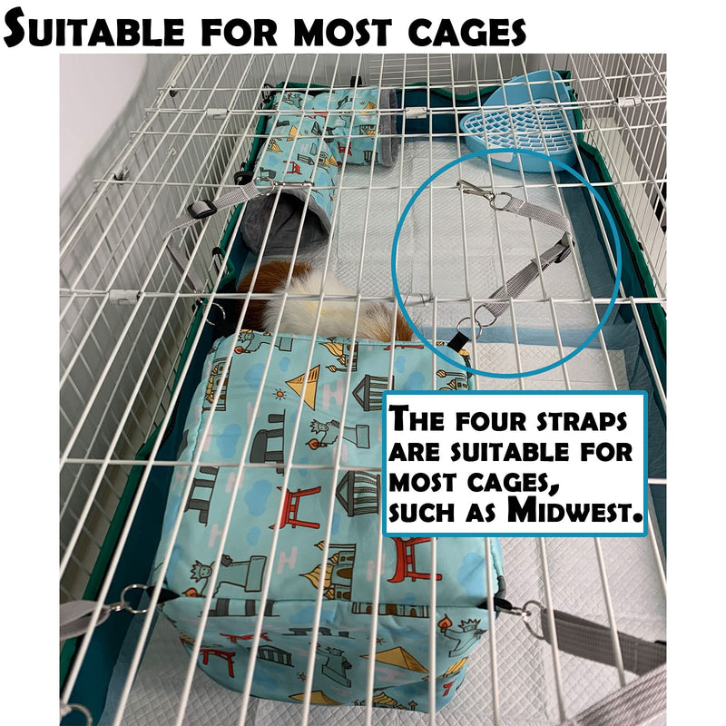 Guinea Pig Hideout Starter kit,Ferret Hammock Cage Accessories 3 Style,Double Hammock or Square House and Tunnel Bed… Blue - PawsPlanet Australia