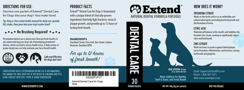 Extend Dental Care for Dogs Water Additive - Advanced Formula to Whiten Teeth, Fight Plaque & Tartar, Kill Germs - PawsPlanet Australia