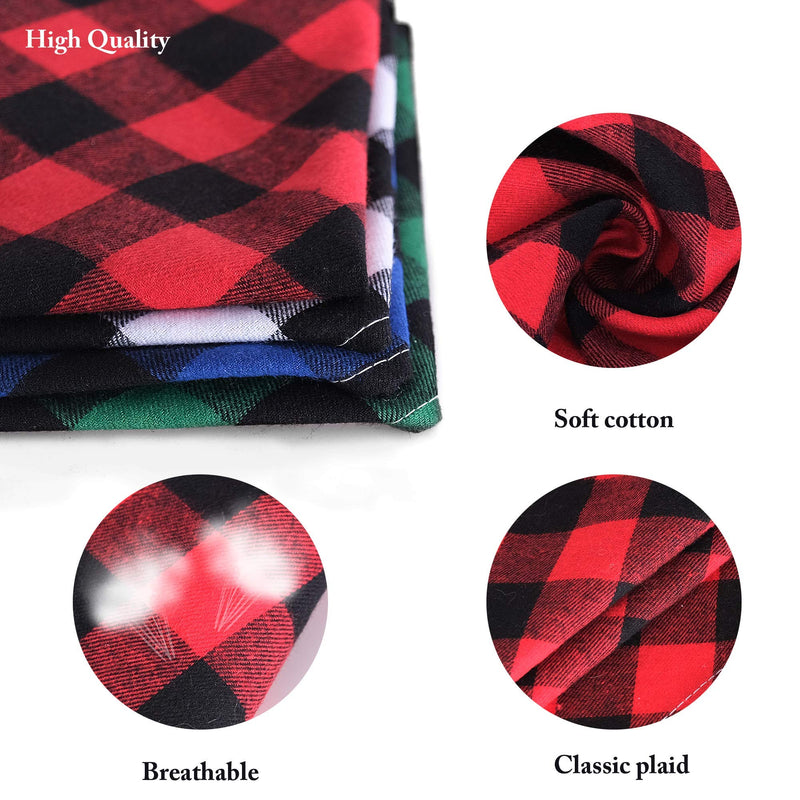 Dog Bandanas, 4pcs Washable Cotton Plaid Dog Scarf, Triangle Kerchief Dog Bibs, Accessories for Small Medium Large Sized Dogs Cat Pet (Red, Black, Blue, Green) - PawsPlanet Australia