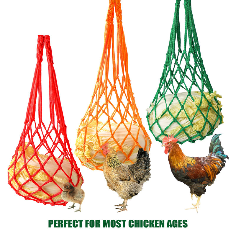 Chicken Veggies Skewer Fruit Holder Bag, Pet Chicken Vegetable Cabbage Snack Hanging Feeder Toy with Hook for Hens, Hen Toys for Chickens,Goose, Duck, Large Birds (Red+Green+Orange) Red+Green+Orange - PawsPlanet Australia