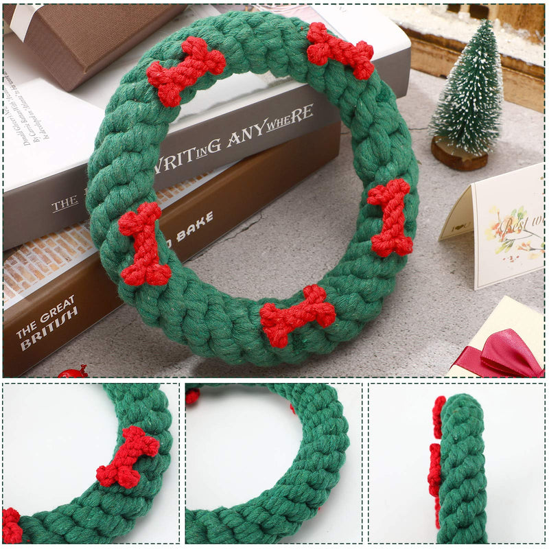 [Australia] - 2 Pieces Christmas Dog Chew Toys Pet Durable Chewing Toys Puppy Teething Toys Chewing Ropes Tooth Cleaning Toy for Small and Medium Dogs 