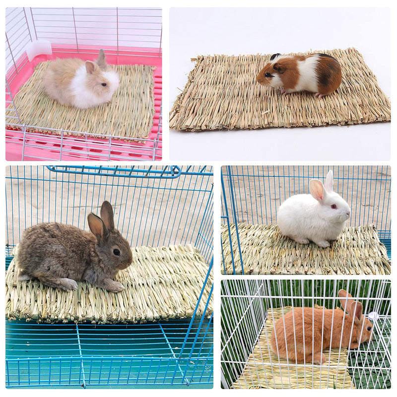 4Pack Grass Mat for Rabbits Bunny Straw Woven Bed Bedding Nest Chew Toy for Guinea Pigs Hamsters Rats Birds and Other Small Animals 11.8 × 9 inches - PawsPlanet Australia