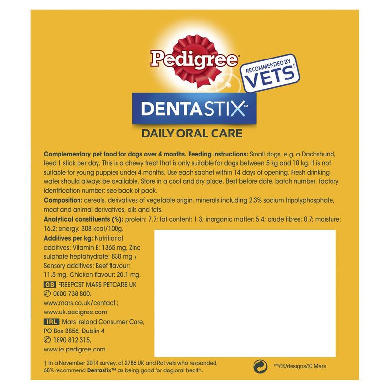 Pedigree Dentastix Daily Oral Care Small Dog 5-10 k g, 56 Sticks, Pack of 1 - PawsPlanet Australia