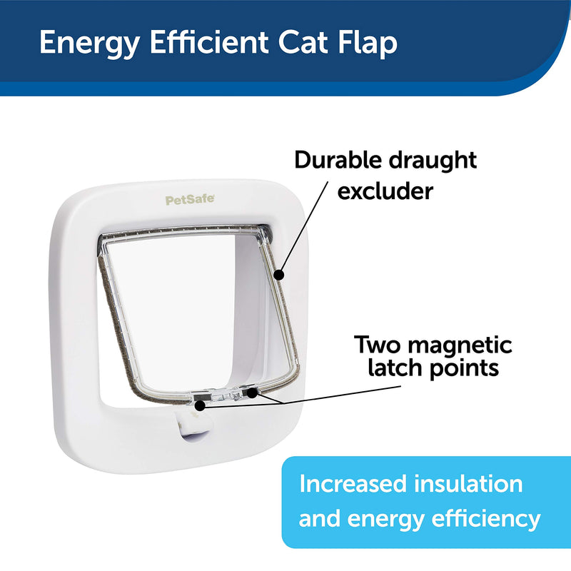 PetSafe Manual-Locking Cat Flap with Easy Install, White, 4 Way Manual Lock, Exclusive Entry, For Cats Up to 7 kg, Energy Efficient - PawsPlanet Australia