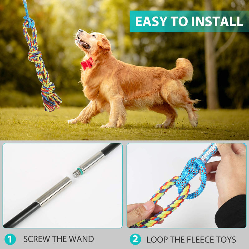 SAINUOD Flirt Pole Rope Dog Toy, with Braided Cotton Blend Rope, Outdoor Interactive Dog Toy Durable Teaser Wand with Pet for Pulling, Chasing, Chewing, Training. - PawsPlanet Australia