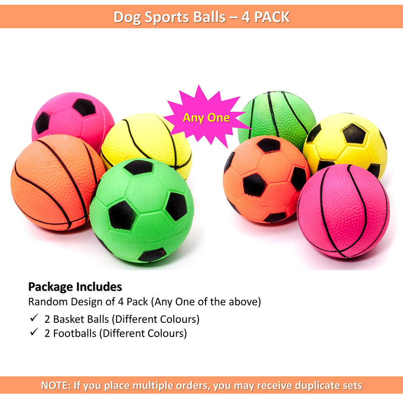 4 X 6cm Dog Balls Bright Dog Rubber Balls Sponge HIGH BOUNCE Floating Dog Toys for Boredom Sports Tennis Basketball Baseball Football Rolling Balls for dogs (Bright, 4 Balls) - PawsPlanet Australia