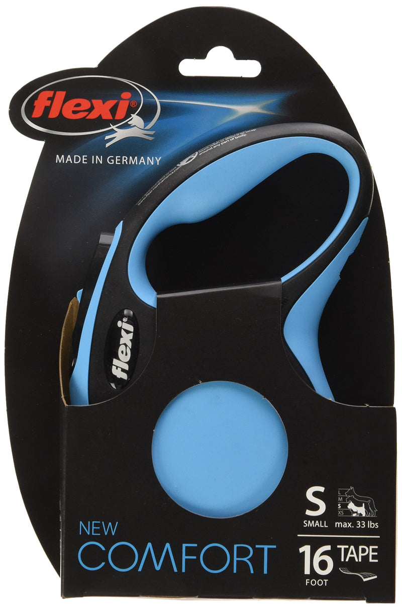 [Australia] - FLEXI New Comfort Retractable Dog Leash (Tape), 16 ft, Small, Blue 