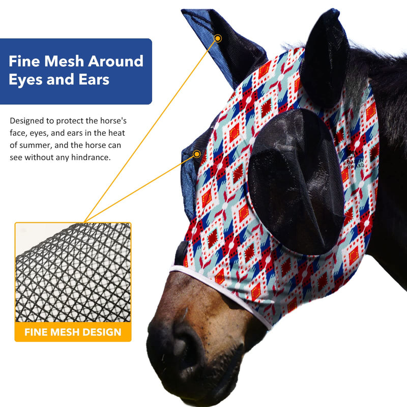Harrison Howard Elasticity Horse Fly Mask Superb Comfort with UV Protection Standard Horse Fly Mask for Horse-Tribal Abstract - PawsPlanet Australia