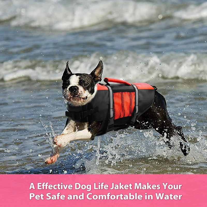 Queenmore Dog Life Jacket Lifesaver Preserver High Buoyancy with Emergency Grab Handle for Small & Medium Dogs Orange, X-Small - PawsPlanet Australia
