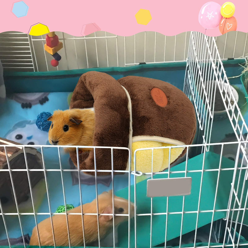 YUEPET Guinea Pig Bed Cuddle Cave Warm Fleece Cozy House Bedding Sleeping Cushion Cage Nest for Small Animal Squirrel Chinchilla Hedgehog Cage Accessories Brown - PawsPlanet Australia