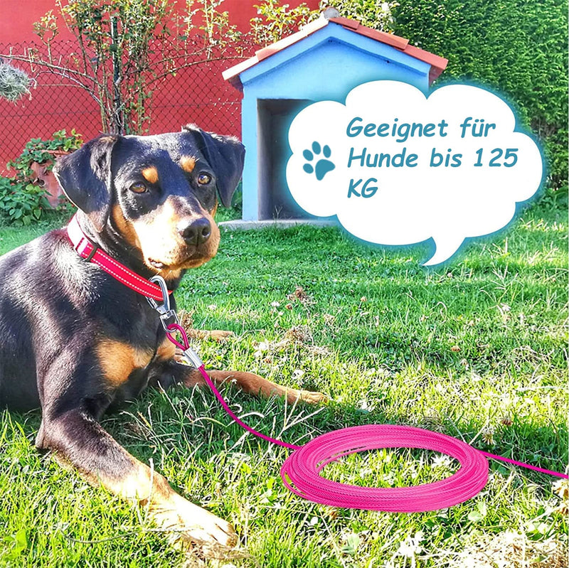 Yard leash for dogs, 9m cable leash for large dogs up to 40kg, chain leash for dogs camping, yard leash tie out leash for medium and large dogs pink - PawsPlanet Australia